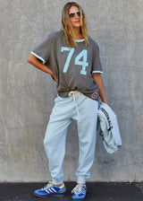 Ringer Tee - Choc / Blue