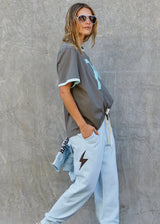 Ringer Tee - Choc / Blue