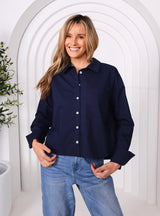 Frank Cotton Shirt - Navy