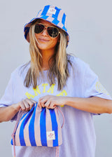 Stripe Draw Cord Bag - Royal/Musk