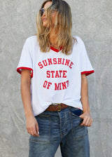 Sunshine State of Mind V-Neck Tee - White/Red