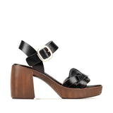 Spirited Leather Block Heel Sandals - Black