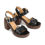 Spirited Leather Block Heel Sandals - Black