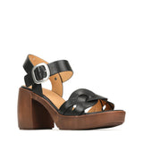 Spirited Leather Block Heel Sandals - Black