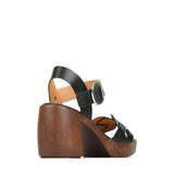 Spirited Leather Block Heel Sandals - Black