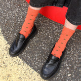 Spotty Terracotta Cotton Socks