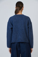 O&J Fuzzy Knit Cardigan - Bluestone
