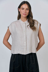 Crew Neck Linen Top - Dune