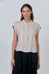Crew Neck Linen Top - Dune
