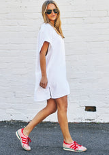 Towelling Dress - White