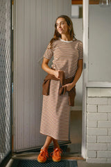Voyager Striped Dress - Brown
