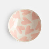 Pink Hearts / Mustard Round Shallow Bowl - Caroline Gardner