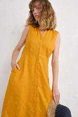 Sleeveless Carved Wood Dress - Daylilly