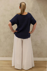 Haleigh Linen Top in Navy
