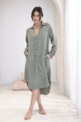 Fundamental Linen Shirt Dress - Pistachio