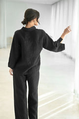 Fundamental Wide Leg Linen Pant - Black