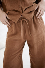 Fundamental Wide Leg Linen Pant - Nutmeg
