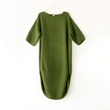 Italian Linen Scalloped Edge Dress - OS - Forest Green