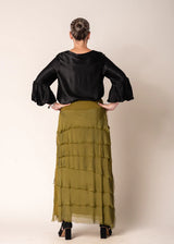 Fifi Silk Skirt in Green Olive