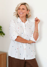 Soul Sparrow Heart Embroid Linen Shirt