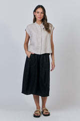 Crew Neck Linen Top - Dune