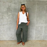 Montaigne Catherine Linen Pants - Khaki