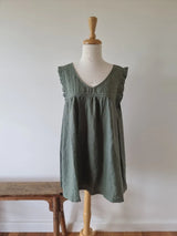 Montaigne Papillon Linen Top - Khaki