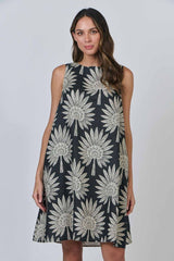 Sleeveless Linen Dress - Date Palm