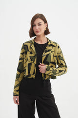 Letterbox Zip Cardigan - Green Letterbox Block Print