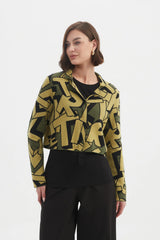 Letterbox Zip Cardigan - Green Letterbox Block Print
