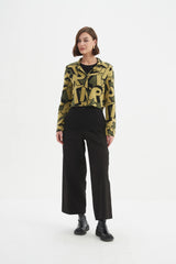 Letterbox Zip Cardigan - Green Letterbox Block Print