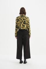 Letterbox Zip Cardigan - Green Letterbox Block Print