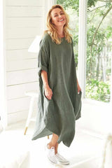 The Malle Linen Dress - Linen Khaki