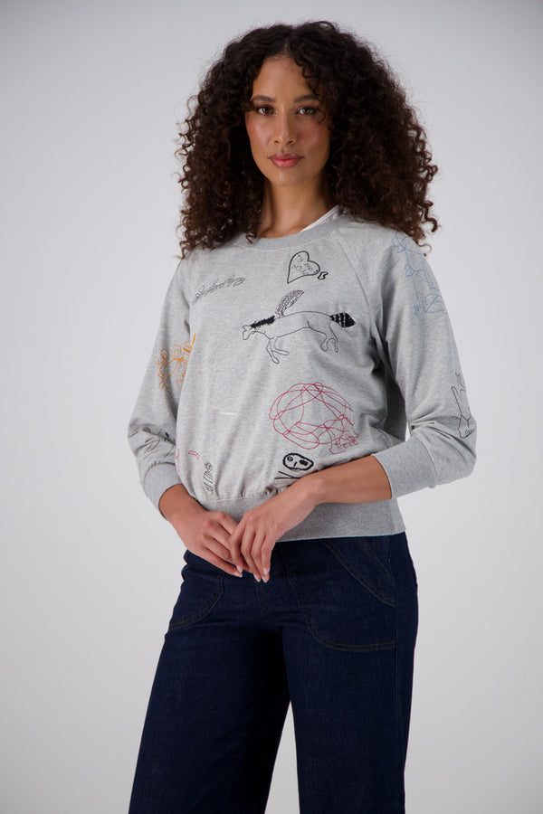 Montage Sweatshirt Grey in Embroidered Cotton