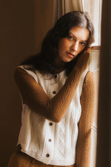 Luella Cable Knit Pure Lambswool Vest - Milk