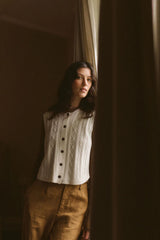 Luella Cable Knit Pure Lambswool Vest - Milk