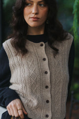 Luella Cable Knit Pure Lambswool Vest - Milk
