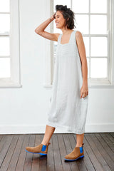 Aurelie Linen Summer Dress - Silver - OS