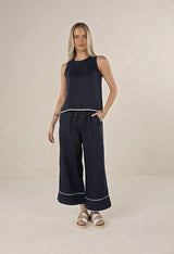 Lugarno Pant - Navy/White