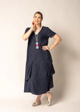 Lada Linen Dress - Navy