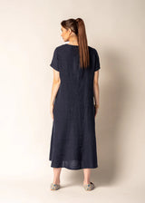 Lada Linen Dress - Navy