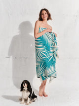 Palm Springs - Petrol Feather Beach Towel