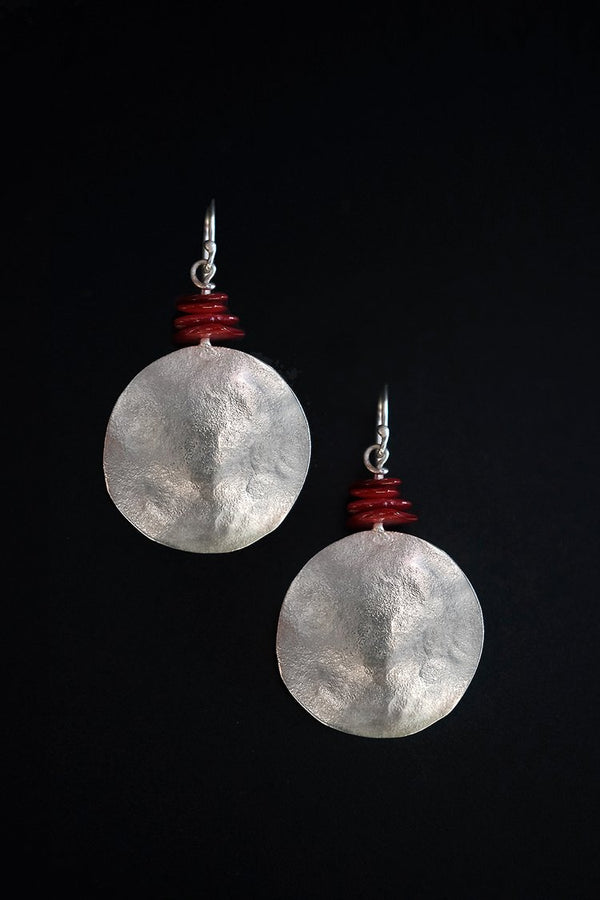 Red Bead Round Earrings - Ewa Trabal Jewelry