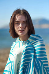 Palm Springs - Petrol Feather Beach Towel