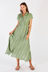 San Vito Button Midi Dress - Sage