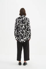 Elastic Front Hem Print Shirt