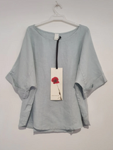 Curved Serenite Hemline Linen Top - OS
