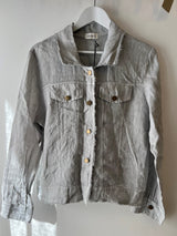 Frederic Linen Frayed Jacket - Silver