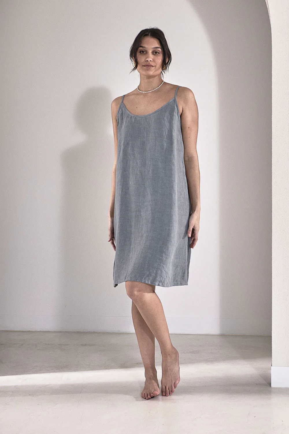 Whitewash Link Slip Dress | Sky Blue