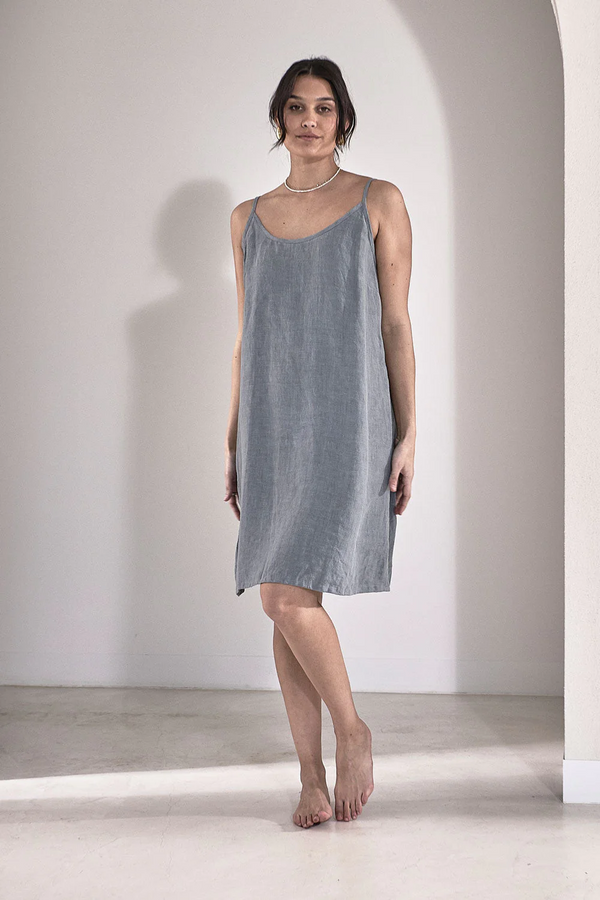 Fundamental Linen Slip Dress - Blue